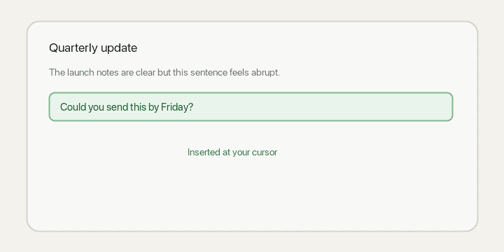 A demonstration of Capper opening over a text field and returning edited text